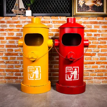 

American creative fire hydrant trash can iron big outdoor garbage can iron rustic home decor home decoration accessories