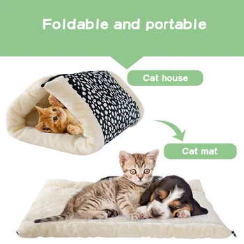 

Cat Mats tunnel Warm Soft Pet Cushion Foldable Multi function Cat Bed Sleeping Bag With Rang Paper Funny Toy Pet Mat House