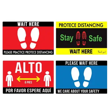 

4 PCS DIY Crowd Control Floor Sticker for Restaurant Cafe Store