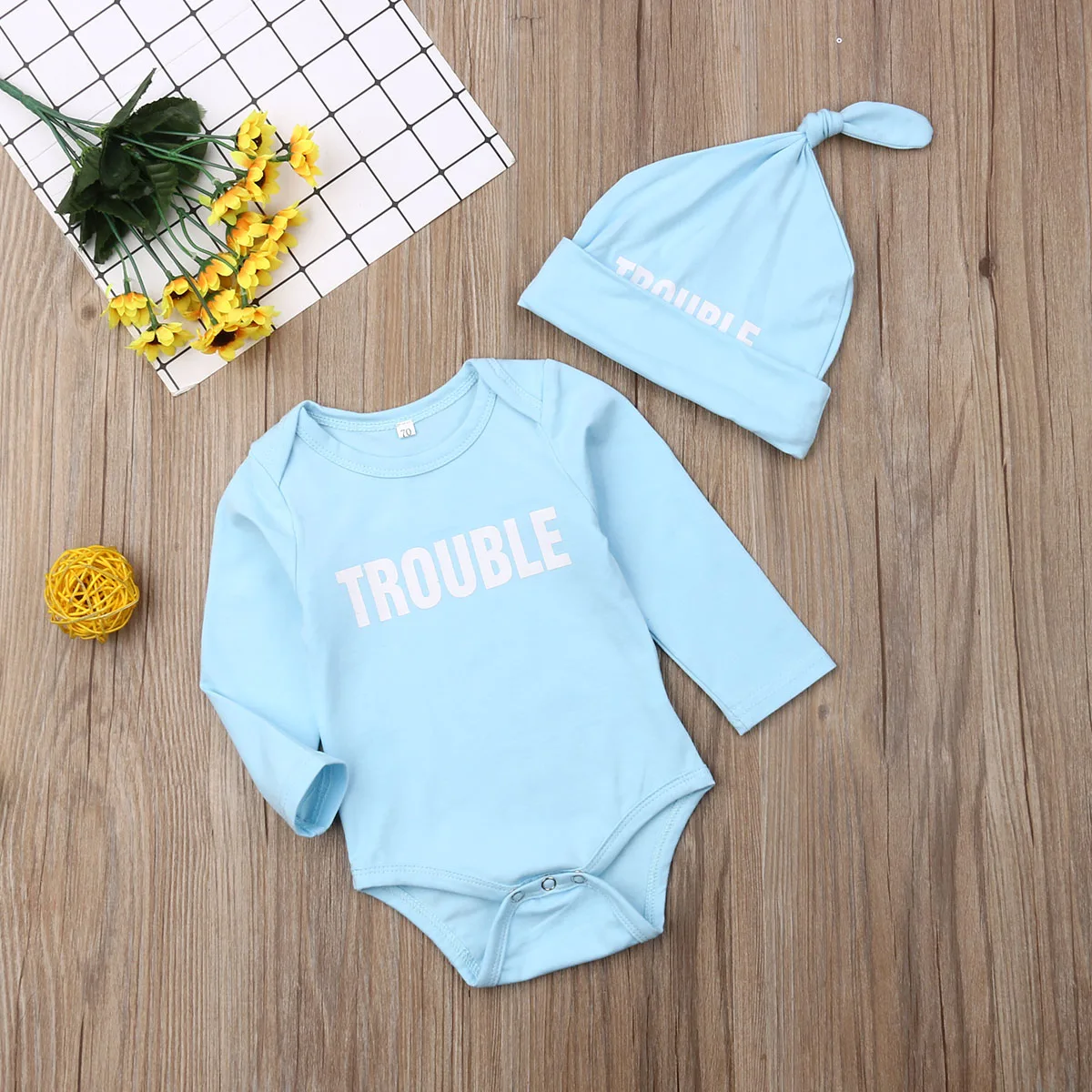 Cute Newborn Twins Baby Boys Girls Clothes Pink Blue Bodysuit Playsuit Hat Matching Family Outfits Clothing