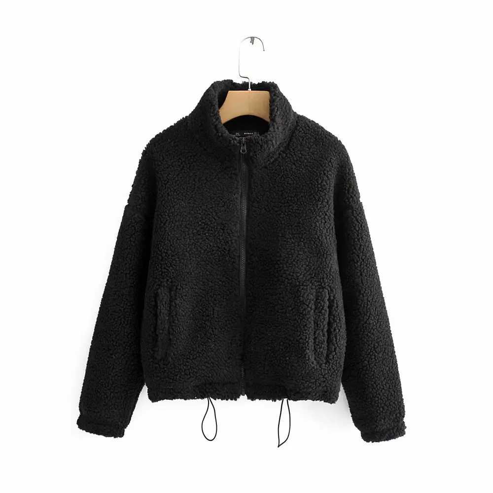 

2019 Autumn And Winter New Style Short Short-height Lambs Wool Coat Women's Loose-Fit High Collar Loose-Fit Plush Jacket
