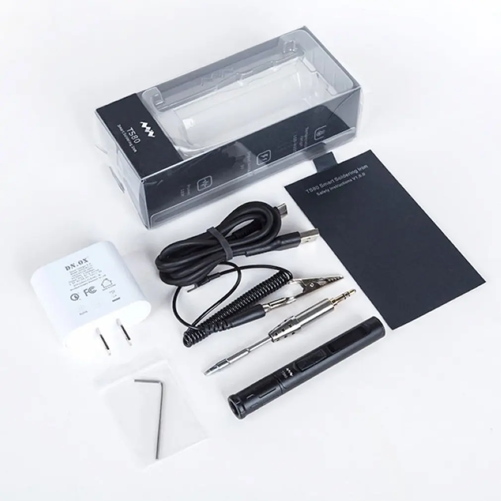 

TS80 Mini Portable Digital Electric Soldering Iron Adjustable Temperature Type C TS-B02 D25 Solder Tip QC3.0 Quick Charger Kit