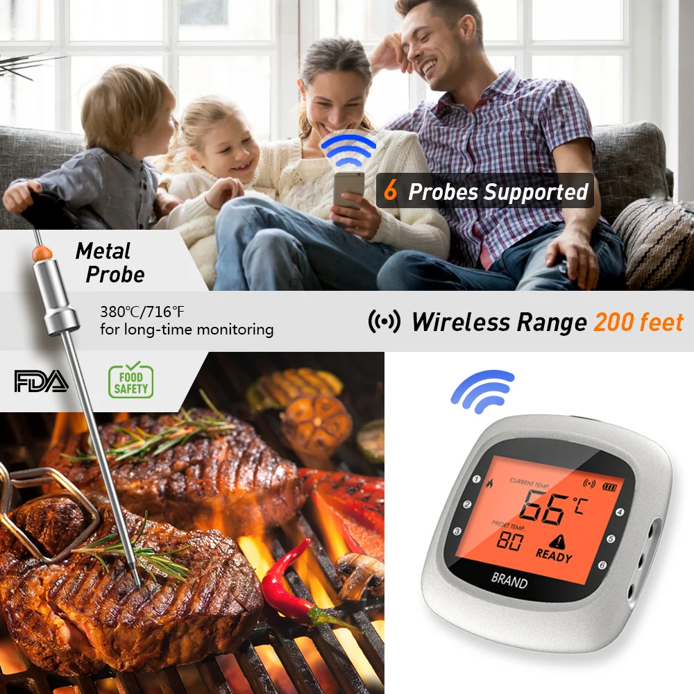 INKBIRD IBT-4XS Digital Household BBQ Cooking Thermometer Meat Thermometer  Bluetooth Connected for Party Oven Smoking - AliExpress