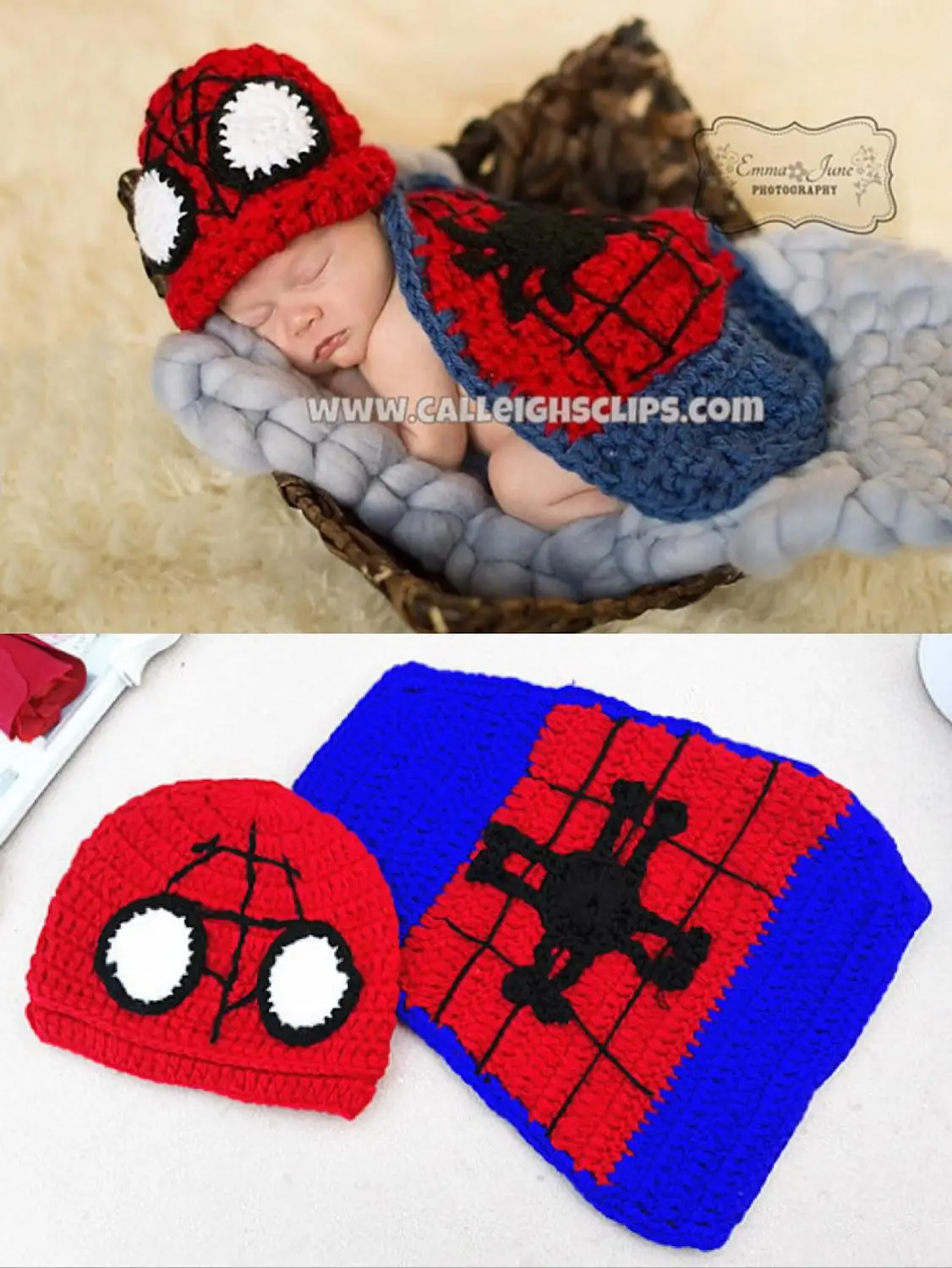 Spiderman Одежда для фотосессии для маленьких мальчиков и девочек; вязаная крючком одежда с героями мультфильмов для новорожденных; реквизит для фотосессии; Одежда для новорожденных; аксессуары для фотосессии на день рождения - Цвет: Spiderman