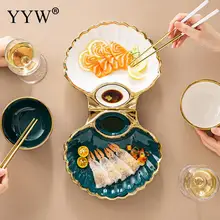 Talerz ceramiczny akcesoria talerz Sushi zestaw do domu kluska płyta w kształcie muszli japońska zastawa stołowa Sushi Dish akcesoria kuchenne