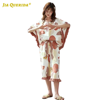 

Fashion Style Casual Style New Soft Short Sleeve Woman Clothes Summer Pajamas Set Pj Set Sleepwear Crew Neck Pajamas Set Pj Set