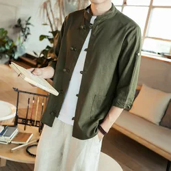 Qipao chinois pour hommes, Cardigan, T shirt Kung Fu, Tai Chi, chemisier ample, Cheongsam Tang, Robes de costume, Kimono japonais, Yukata, Tee Tops 