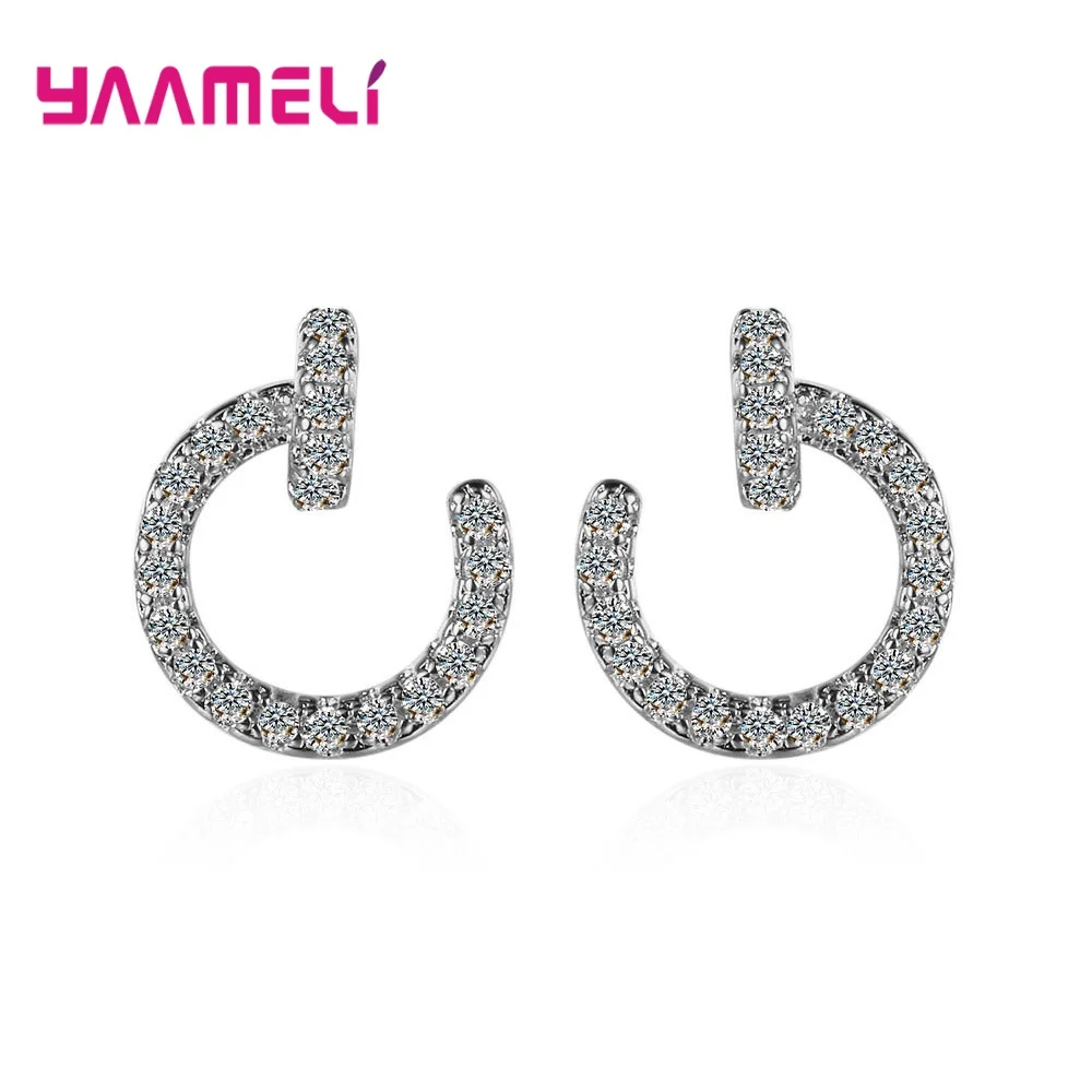 

Exquisite 925 Sterling Silver Piercing Stud Earrings Simple Female Small Shinning Earrings G Shape Daily Ear Jewelry