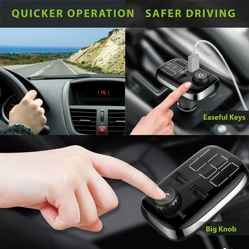 LAMJAD BT74 Bluetooth автомобильный комплект fm-передатчик MP3-плеер двойной USB порт зарядное устройство 3.4A быстрое зарядное устройство Обнаружение напряжения SD карта плеер