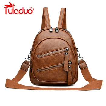 

Women Leather Backpacks High Quality Female Vintage Backpack For Girls School Bag Travel Bagpack Ladies Sac A Dos Back Pack