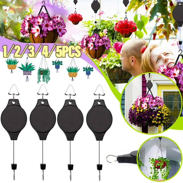 1/5 PCS Plant Pulley Retractable Plant Hanger Hanging Flower Basket Hook  for Garden Baskets Pots