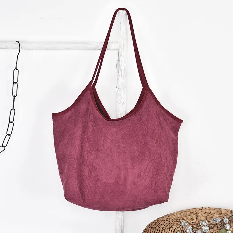 Женская замшевая бархатная сумка зимняя сумка через плечо литературная и художественная сумка на одно плечо - Цвет: Красный