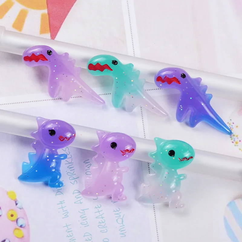 

10Pcs Cartoon Gradient Dinosaur Flat back Resin Cabochon Kawaii Animals DIY Scrapbooking Phone Case Decor Hair Bows Accessories
