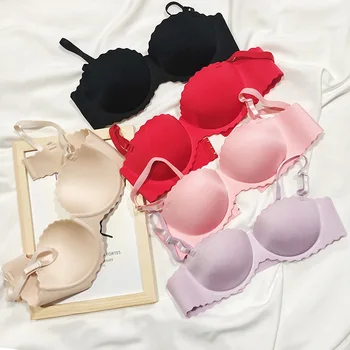 

Half cup one piece seamless steel ring bra gathers underwear