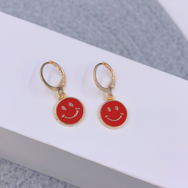 Drip Color Face Smiley Earrings Punk Jewelry For Cool Women Girl Friendship Gifts