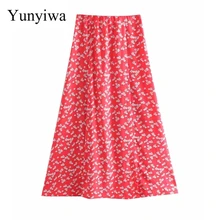 Новая женская модная юбка миди с цветочным принтом, Женская юбка с высокой талией на молнии, шикарные брендовые богемные юбки