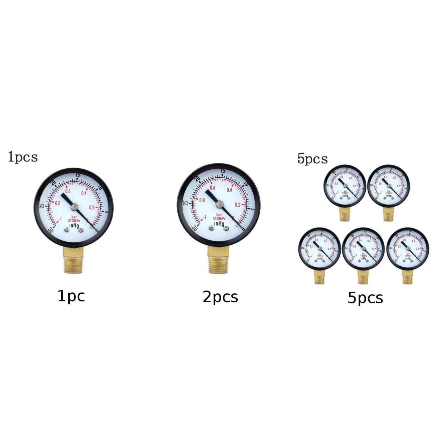 1/2/5PCS 0~-30inHg 0~-1bar 2"Dial Air Mini Vacuum Pressure Gauge Meter Manometer