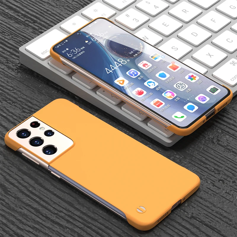 Rahmenlose, matte Hülle in Bonbonfarbe für Samsung Galaxy S22 S21 S20 Note20 Ultra S9 S10 Plus FE Slim Hard PC Stoßfest_voghion.com