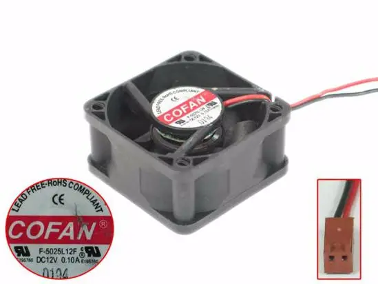 Emacro для COFAN F-5025L12F DC 12 V 0.10A 50x50x25mm 2-провод Сервер площади вентилятора