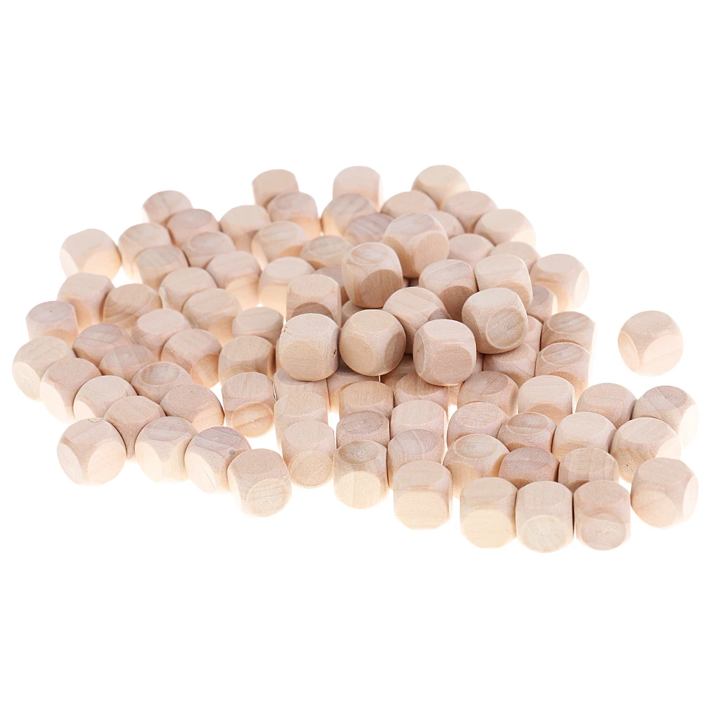 100pcs/pack Wooden Blank Dices, Dice Cubes You Can Write On for RPG TRPG MTG Roleplaying Game