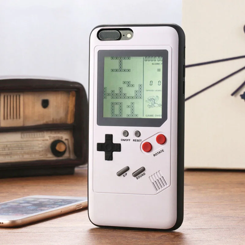 Case For iPhone 6 6s 7 8 Plus Retro Gameboy Tetris Phone Case For iPhone X XR XS Max Soft TPU Can Play Blokus Game Console Cover