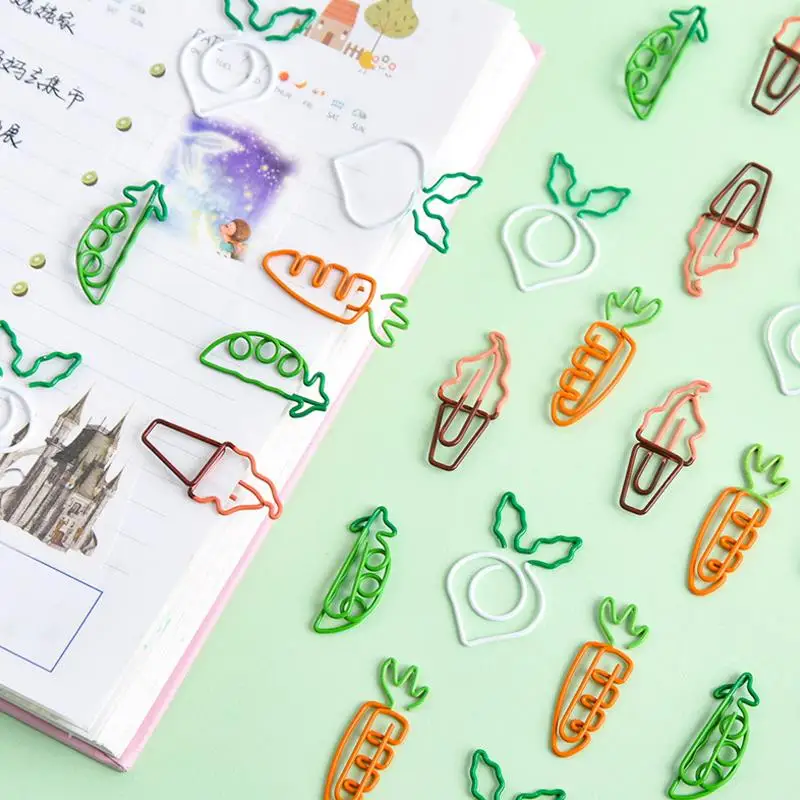 

5pcs/set cute Carrot Ice cream Bookmark Planner Paper Clip Metal Material Bookmarks For Book Stationery School Office Supplies