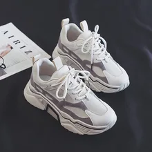 Chunkey Sneaker для женщин INS модная дышащая Спортивная беговая Обувь со шнуровкой кроссовки на платформе для прогулок