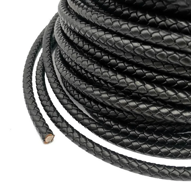 

1Meter Round 5mm Width Genuine Leather Cord Weaving Rope String DIY Braided Bangle Bracelet Necklace Jewelry Making Accessories