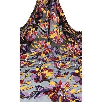 

Top selling magic flowers made by full of sequins design dress fabric ADF47,Fast delivery and Free shipping Tulle Lace Fabric