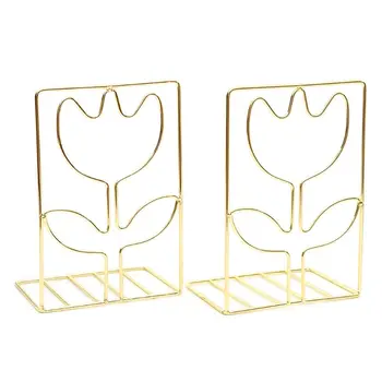 

1 Pair Creative Flower Shape Bookends Book Support Stand Desk Organizer Holder