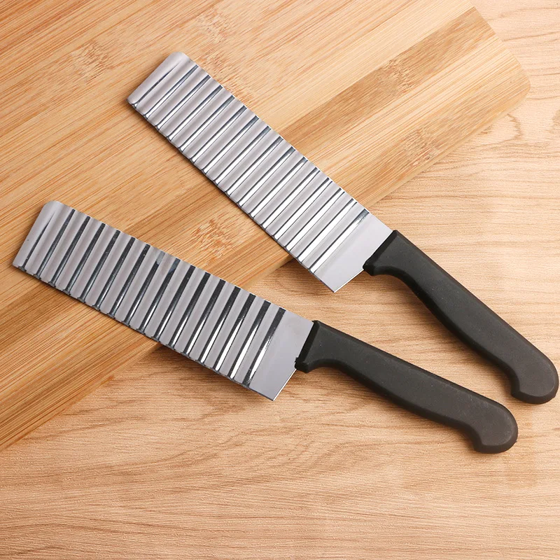 SHUOJI Slicing Knife Stainless Steel Potato Chips Cleaver Wave Cutting Blade Non-Stick Cooking Kitchen Accessories Tool | Дом и сад