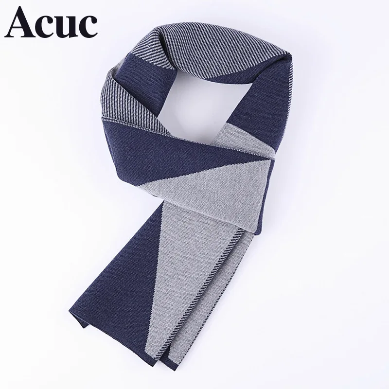 Fall/winter new men's scarves Korean fashion casual men's wool European and American business padded warm scarf wholesale Fall/winter new men's scarves Korean fashion casual men's wool European and American business padded warm scarf wholesale