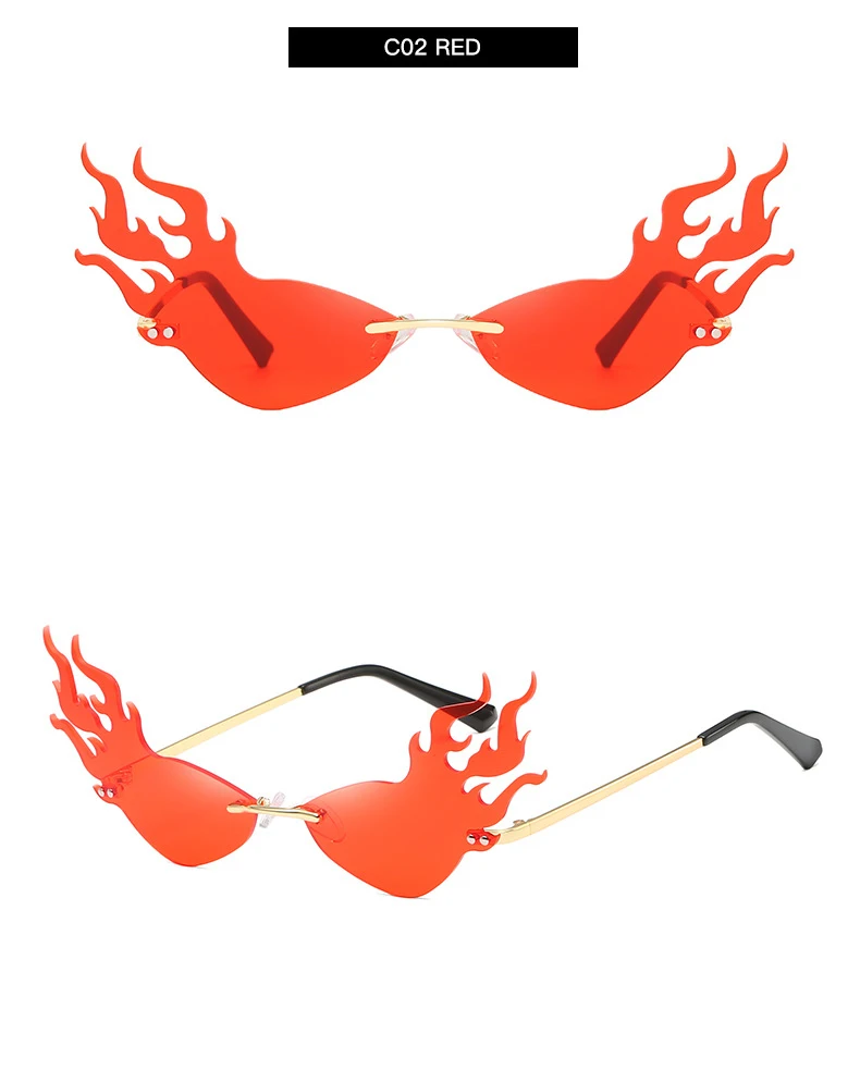 Women's Cat Eye Sunglasses Brand Designer Vintage Metal Flame Style Malachite Green Sun Glasses Shades UV400 Rihanna Glasses