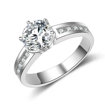 

JZ107 1.25CT Genune Brand Quality Sterling Silver Engagement Ring White Gold Cover No Fade Hearts and Arrows Ring