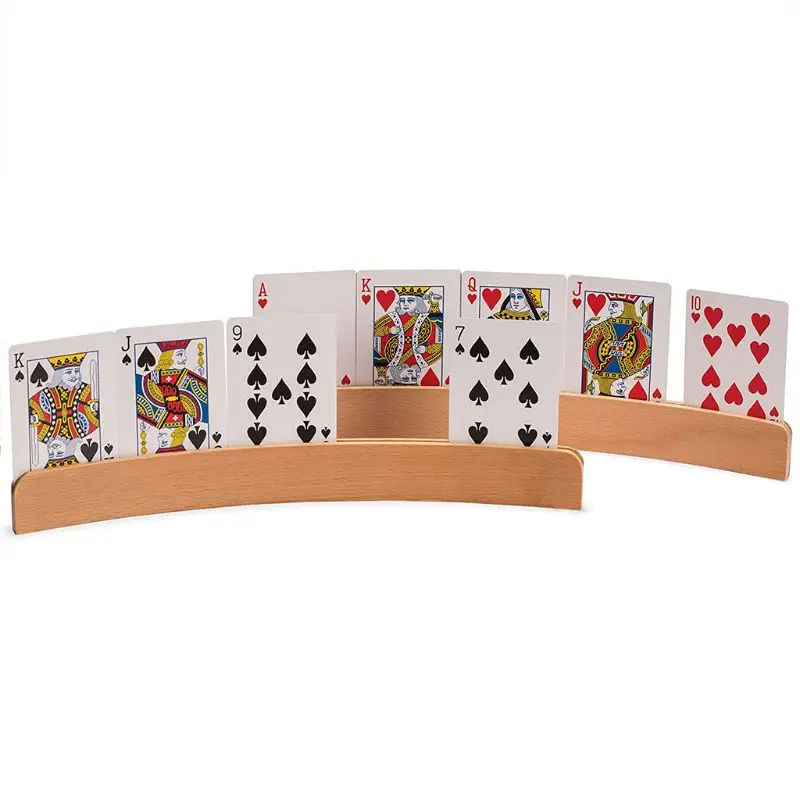 Wooden Hands-Free Playing Card Holder 1Pc Board Game Poker Seat Lazy Poker Base playing card holder