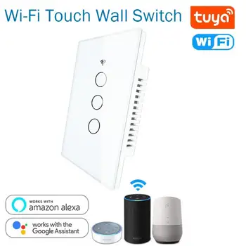 

WiFi Smart Home Wall Wireless Touch Switch Tuya/Smart life APP No Neutral Wire Needed Single Wire Via Alexa Google Home Voice