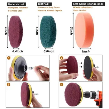 

12pcs Drill Brush Attachments Set Extend Long Attachment for bathroom cleaner D0AC