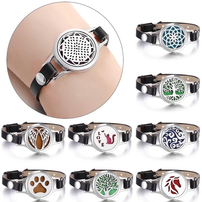 New Aroma Diffuser Bracelet Aromatherapy Essential Oil Diffuser Locket Bracelets Adjustable Genuine Leather Wrap Bracelet Women - Image 6