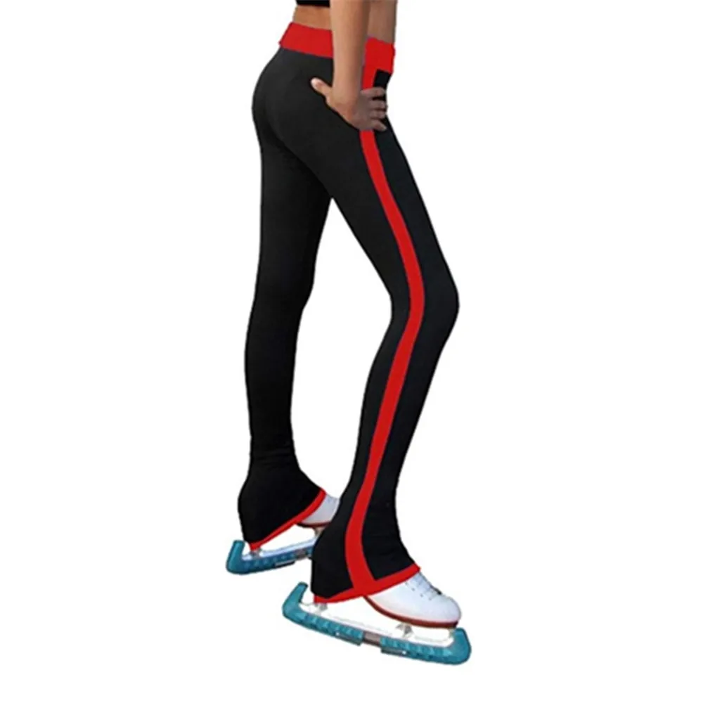 Ice Figure Skating Pants Women's Girls Stretch Fabrics Multicolor Vertical Color Stripes Blue Purple Training Teens Kids