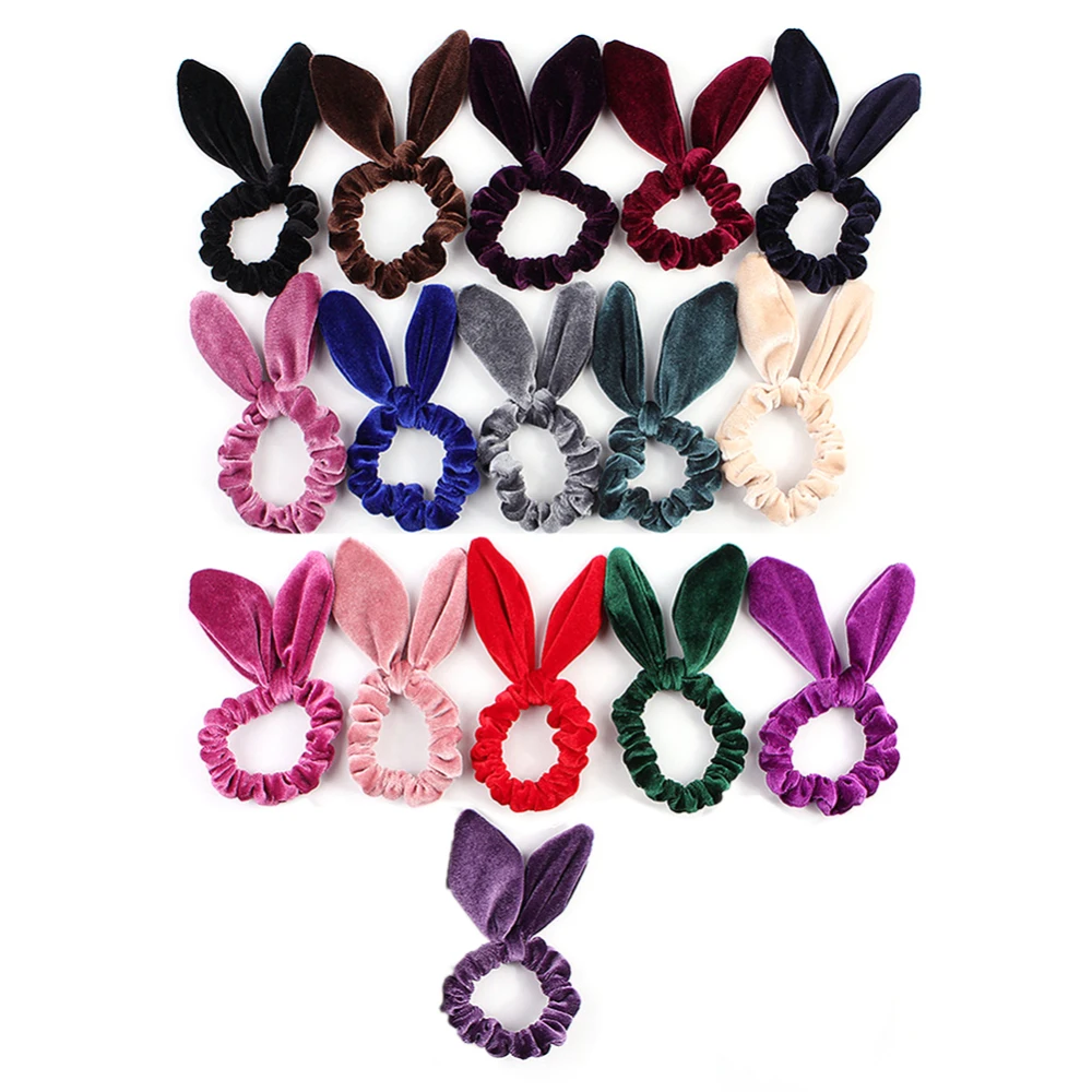 New Fashion head rope wire rabbit ears flannel hair ring 16 Pcs Girls Big Bow Elastic Hair Ropes Hair Ties Head Band Headband