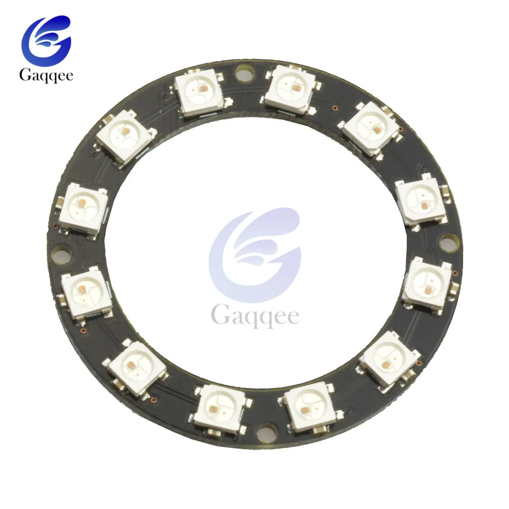 12 Bits Large ring 12 16 24 40 60 64 бит WS2812 модуль 5050 RGB светодиодный полноцветный Встроенный светодиодный светильник-кольцо с интегрированными драйверами для Arduino - Цвет: 12 Bits Large ring
