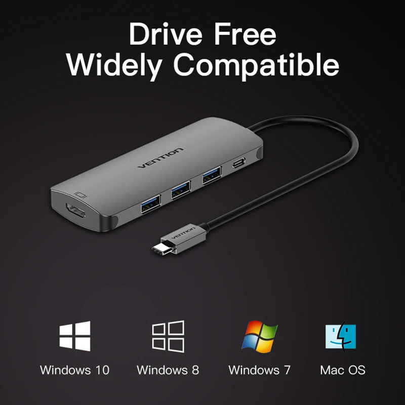 Vention 5 in 1 Adapter USB Type-C to USB 3.0 HUB HDMI VGA PD Converter for MacBook samsung S9 huawei p20 pro USB-C HUB