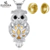 EUDORA Urn Cremation Pendant 14mm Owl Cage OPen Locket  Ash Holder Keepsake Capsule Necklace Hollow Ball DIY Jewelr k332n14 1