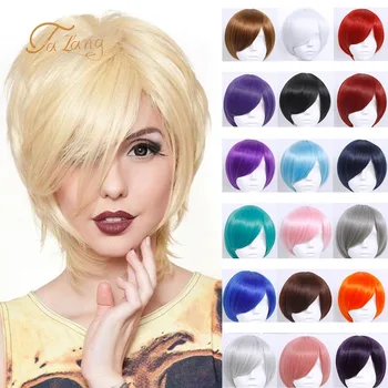 

TALANG Women Synthetic Hair Purple Cosplay Wig Short Straight BOB Hairstyle 20 Colors Available