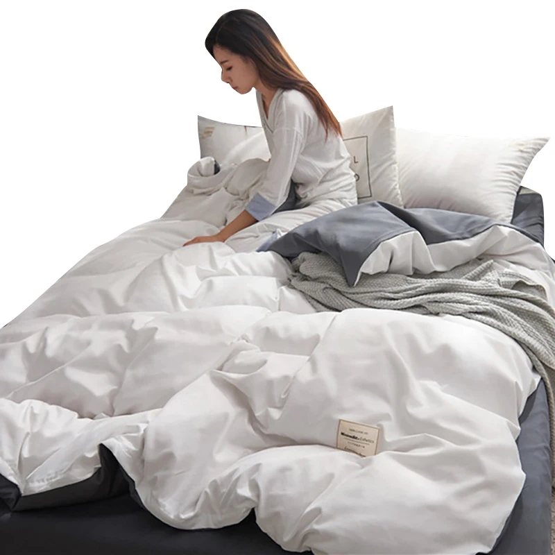 

For 1.2/1.5/1.8/2.0m Bed Duvet Cover Bedding Set Cotton Sanding 4pcs Quilt Cover Bed Sheets Pillowcase Comfortable Coverings