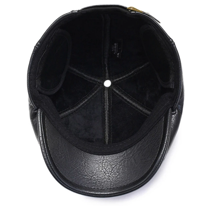 Men's outdoor leather hat winter Berets male warm Ear protection cap genuine leather dad hats Leisure bone