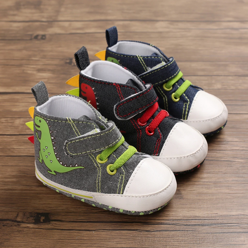 2020 niño pequeño Zapatillas Tenis bebe Dinasour zapatos deportivos andador antideslizante cuna Zapatos bebé niño suave lona botines|Primeros pasos| - AliExpress