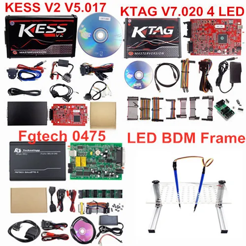 kessktagfgtechled Лучший онлайн V2.53 ЕС красный Kess V5.017 OBD2 менеджер Тюнинг Комплект KTAG V7.020 4 светодиодный BDM Рамка Kess V2 5,017 FGTECH 0475 K-TAG V2.25 - Цвет: kessktagfgtechled