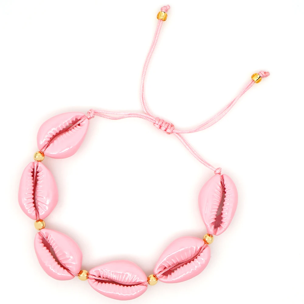 Go2boho Cowrie-Shell браслет женский летний пляжный натуральный красящий браслет ювелирные изделия богемные радужные Pulseras Mujer регулируемый