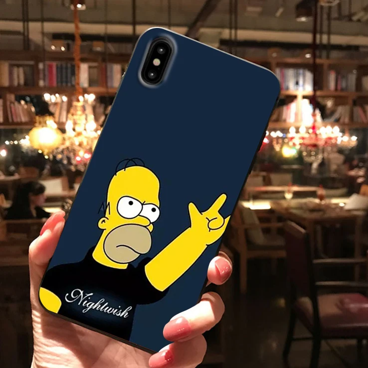 Homer J. Simpson Черный силиконовый чехол для телефона iPhone X XR XS Max 11 11Pro Max 6s 7 8 Plus Барт Симпсон Забавный мультяшный чехол